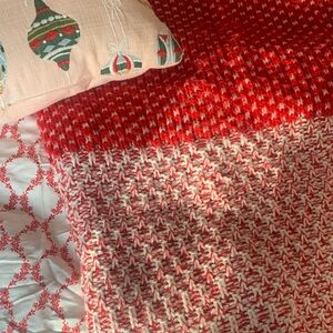 Threshold Red and White Knit Throw